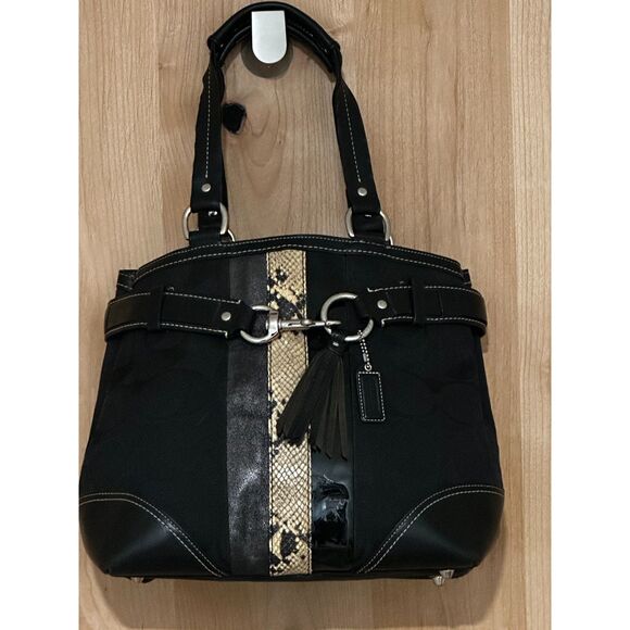 Coach Hampton Signature Python Satchel Bag EUC - Picture 1 of 9